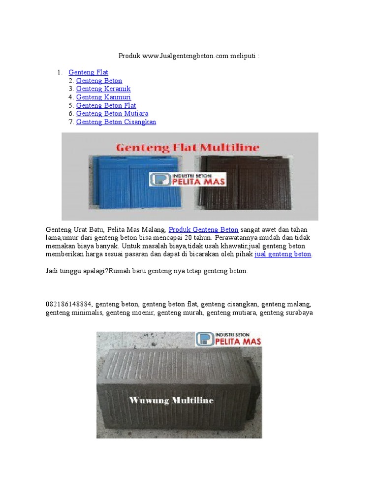 Pt Pelita Mas menjual genteng  beton  berbagai macam jenis  Pt Pelita Mas menjual genteng  beton  berbagai macam jenis