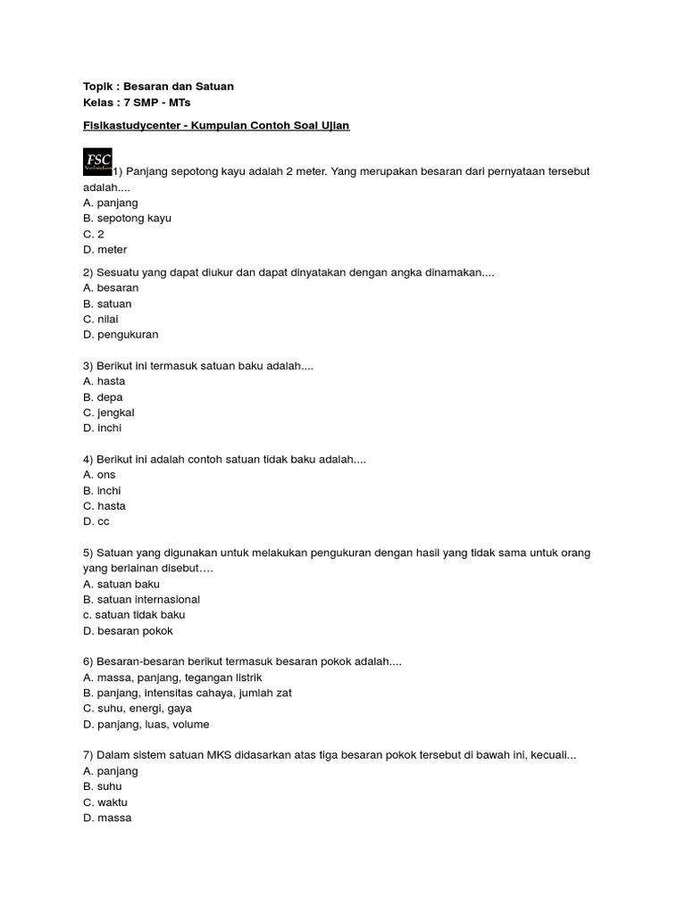 Contoh Satuan Baku Dan Tidak Baku Goreng