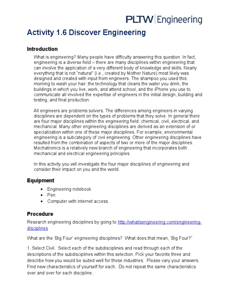 Exploring the Big Four Engineering Disciplines | PDF | Engineer ...