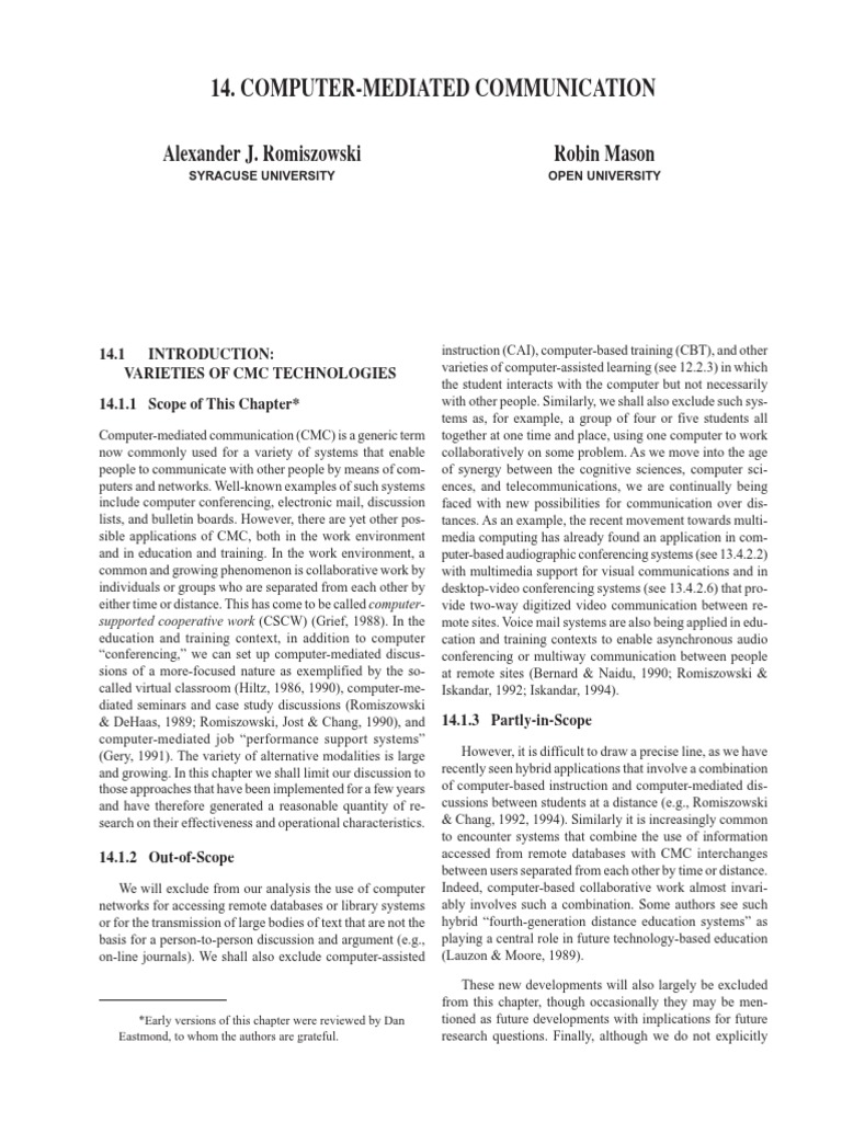 Overview of Computer-Mediated Communication | PDF | Computer Mediated ...
