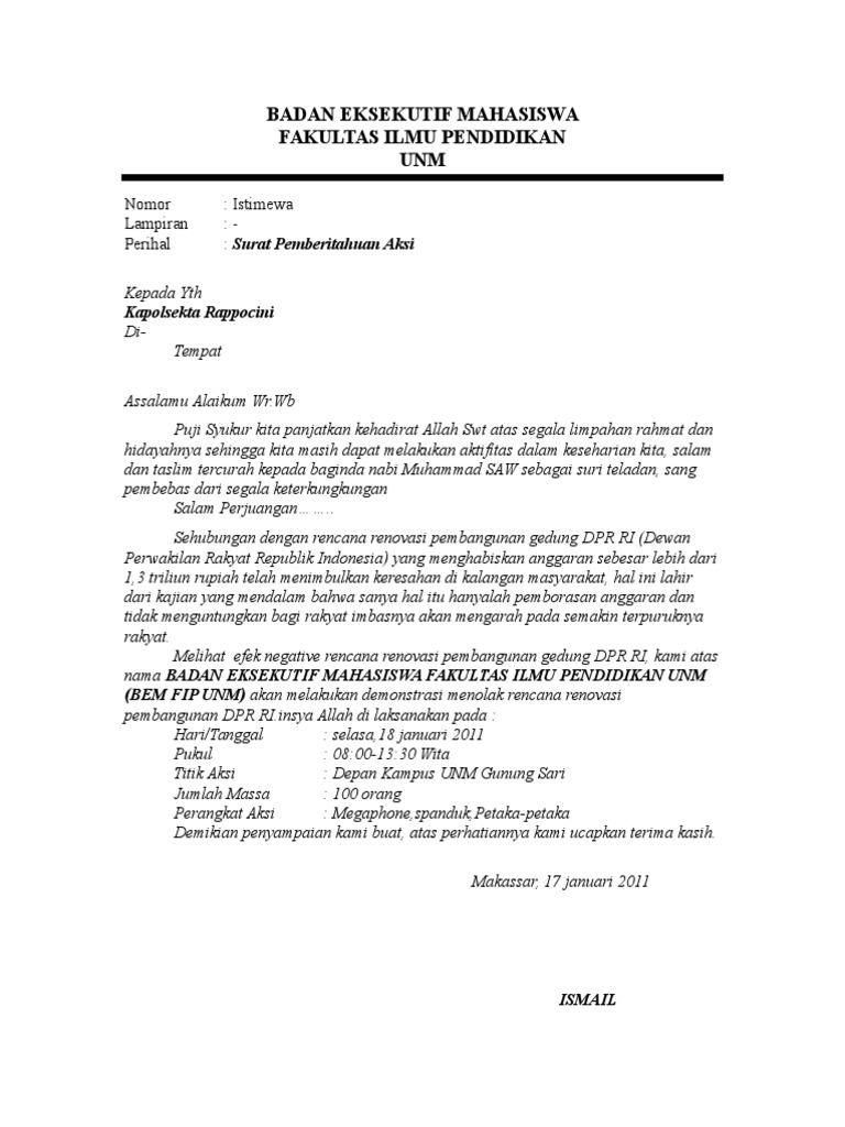 Surat Pemberitahuan Aksi