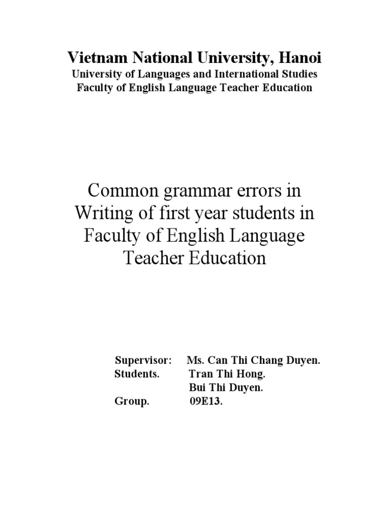 Common Grammar Errors in Writing of First Year Students in Faculty of ...