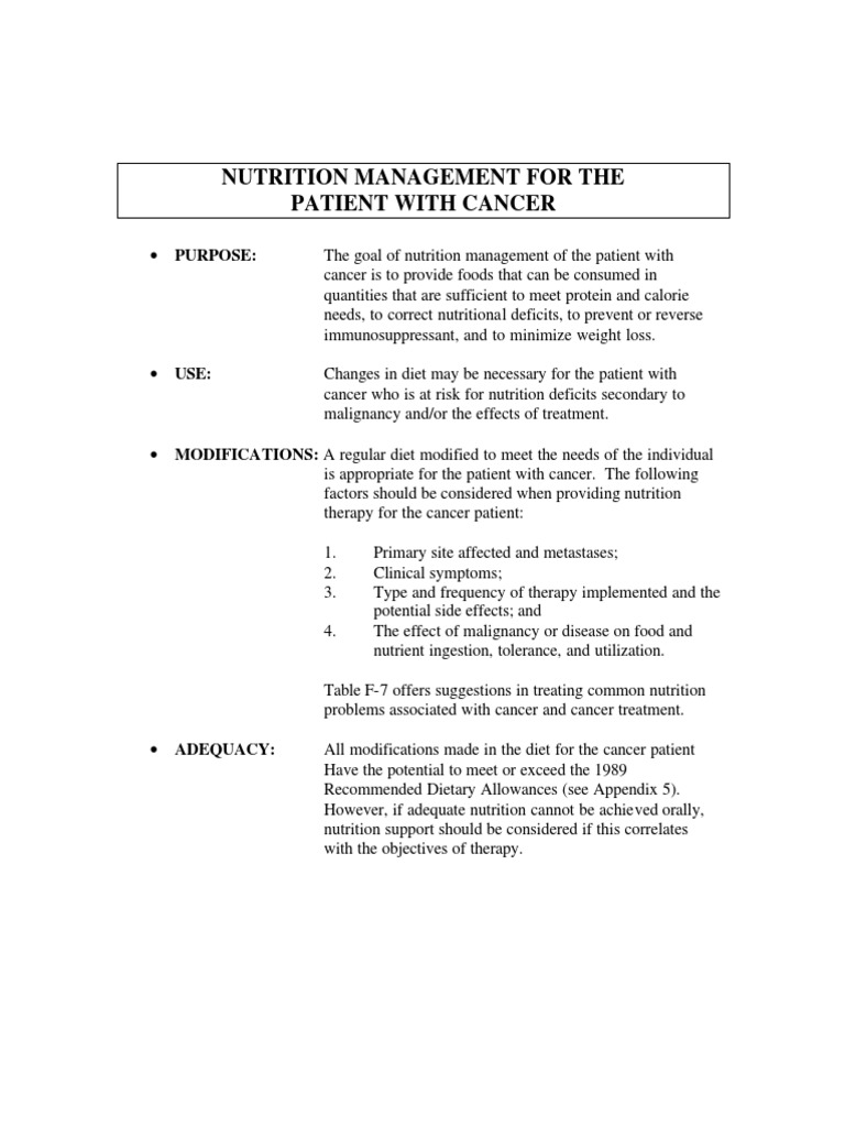NUTRITION FOR CANCER PATIENTS GUIDELINES PDF visual data 4