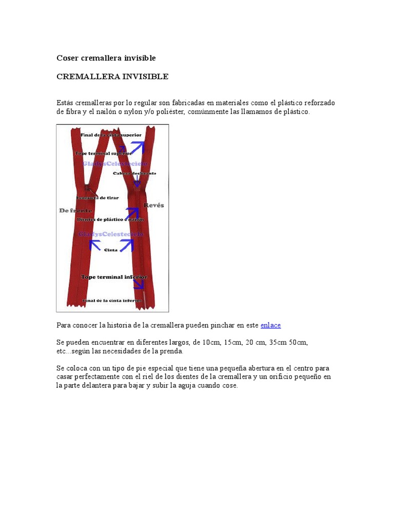 Coser Cremallera Invisible | PDF | Ropa | Pie