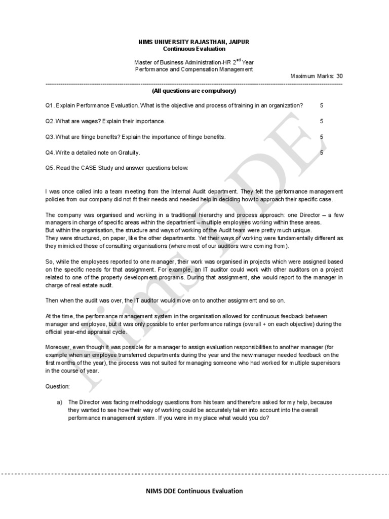 MBA HR: Performance & Compensation Management | PDF | Performance ...