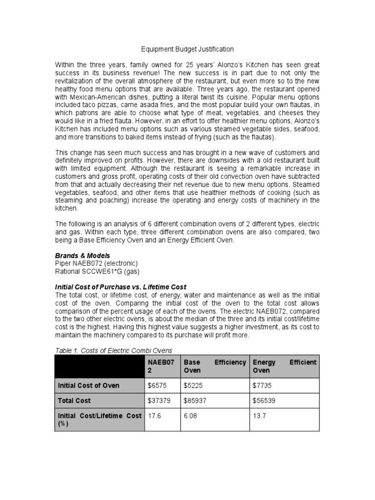 equipment budget justification Menu Oven Free 30day Trial Scribd