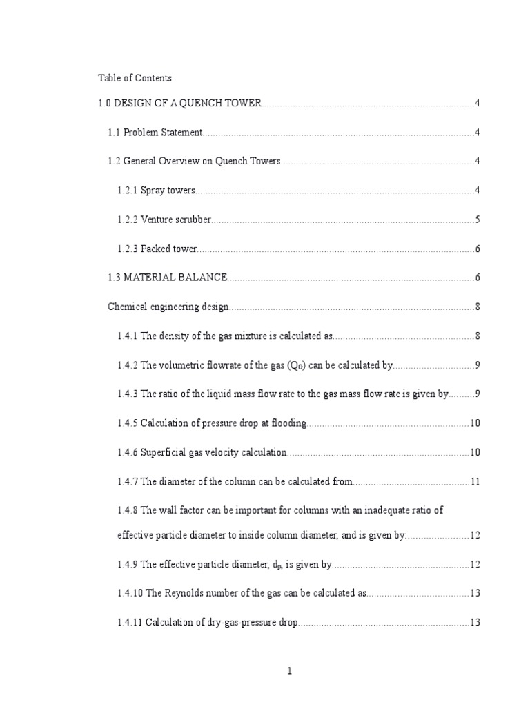 Quench Tower Design | PDF | Chemical Engineering | Continuum Mechanics