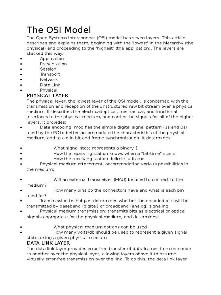 The OSI Model: Physical Layer | PDF | Osi Model | Communications Protocols