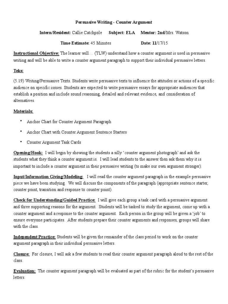 Counter argument structure picture