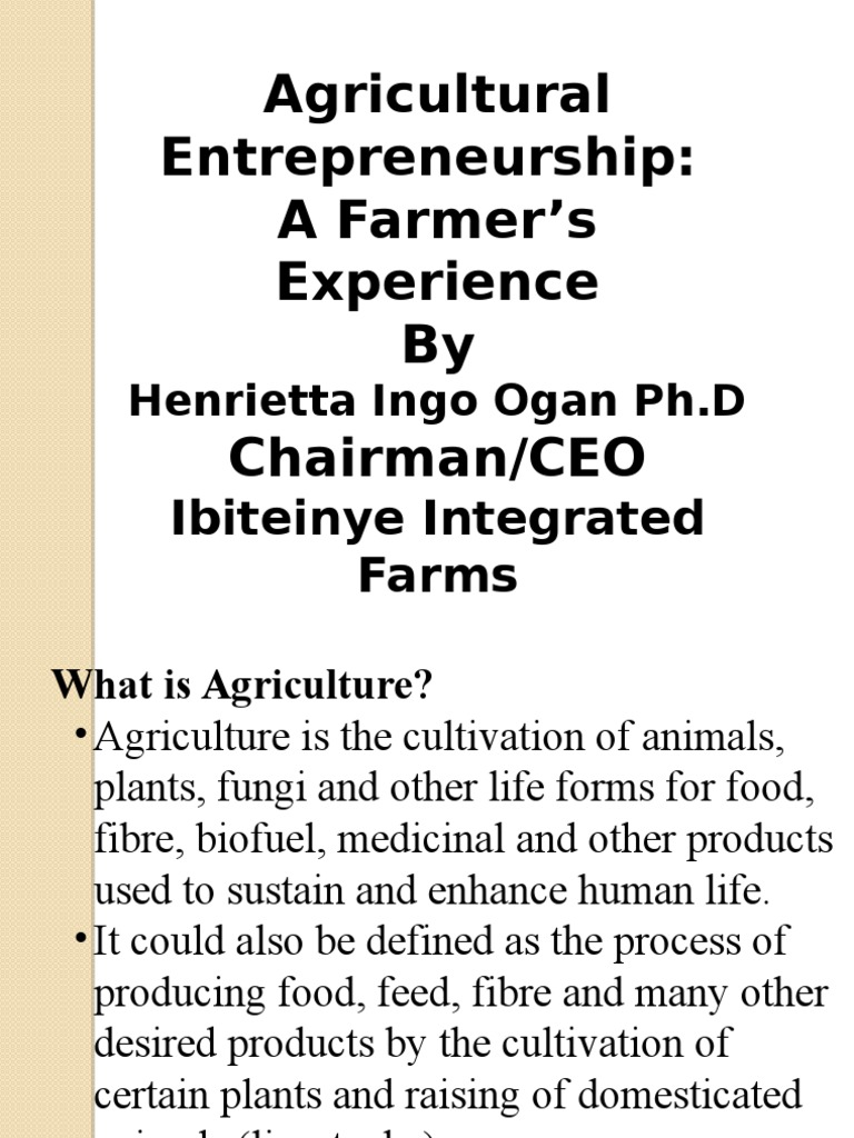Agricultural Entrepreneurship | Agroecology | Sustainable ...