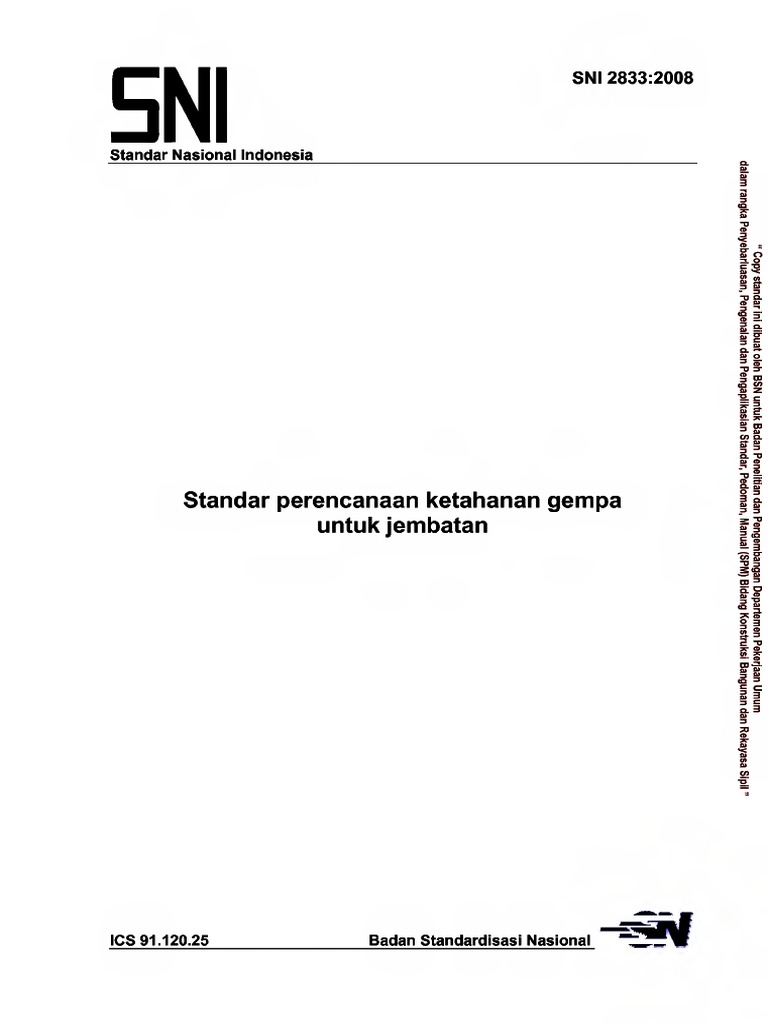 SNI 2833-2008 Standar Perencanaan Gempa Untuk Jembatan.o | PDF