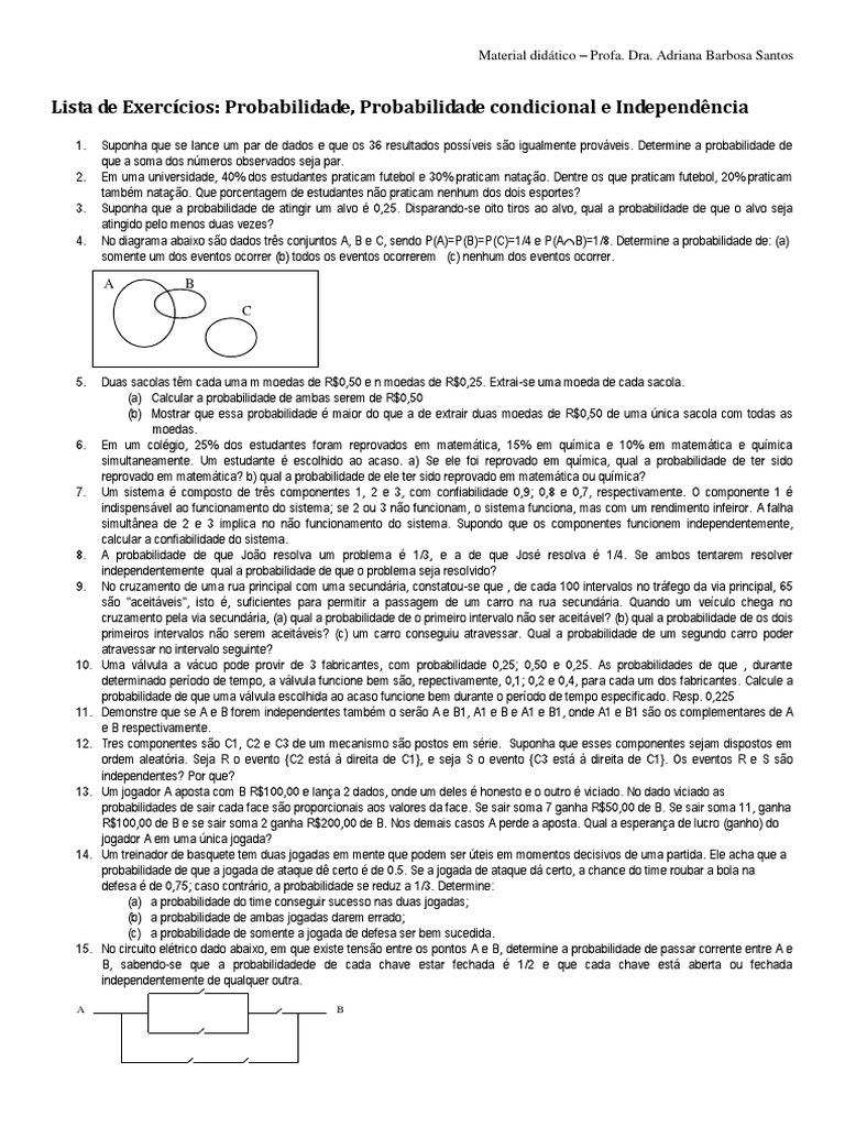 Exercícios de Probabilidade Condicional | PDF | Probabilidade ...