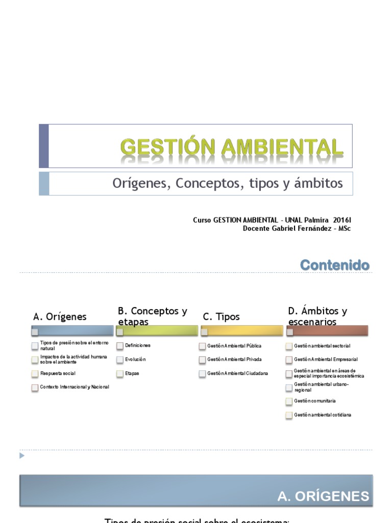 Curso de Gestión Ambiental UNAL | PDF | Sustentabilidad | Entorno natural