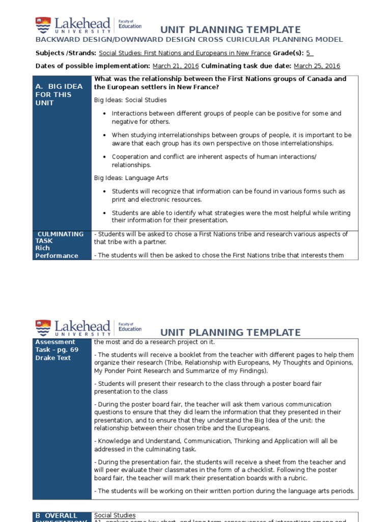 Unit Plan - Grade 5 Social Studies | PDF | First Nations | Iroquois