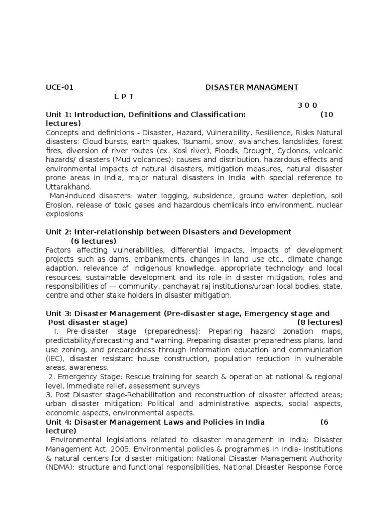 Disaster Managment Pdf Emergency Management Natural Disasters