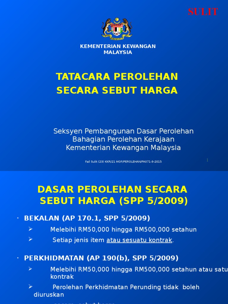 Tatacara Perolehan Secara Sebut Harga Pdf