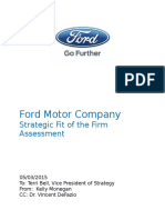 Ford Motor Company Strategic Fit of The