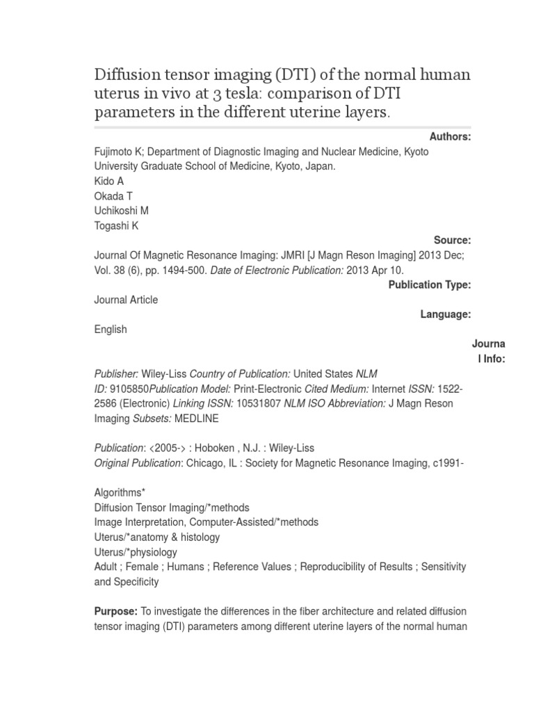 Diffusion Tensor Imaging | PDF