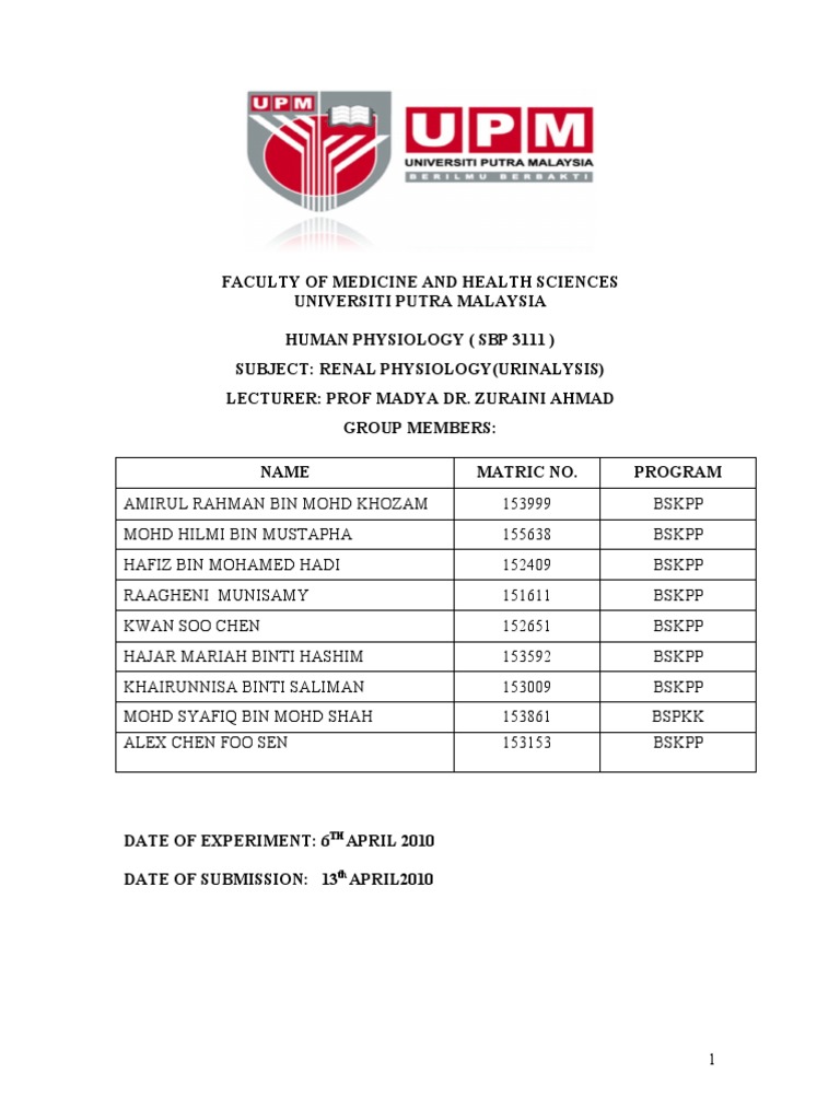 Urinalysis lab report answers picture