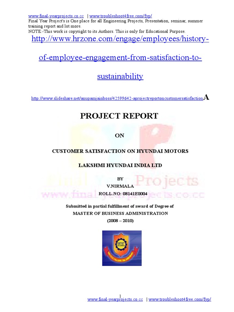 Customer Satisfaction Hyundai Motors | PDF | Car | Automotive Industry