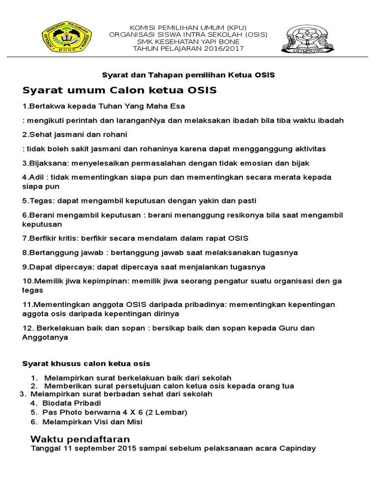 Syarat Dan Tahapan Pemilihan Ketua