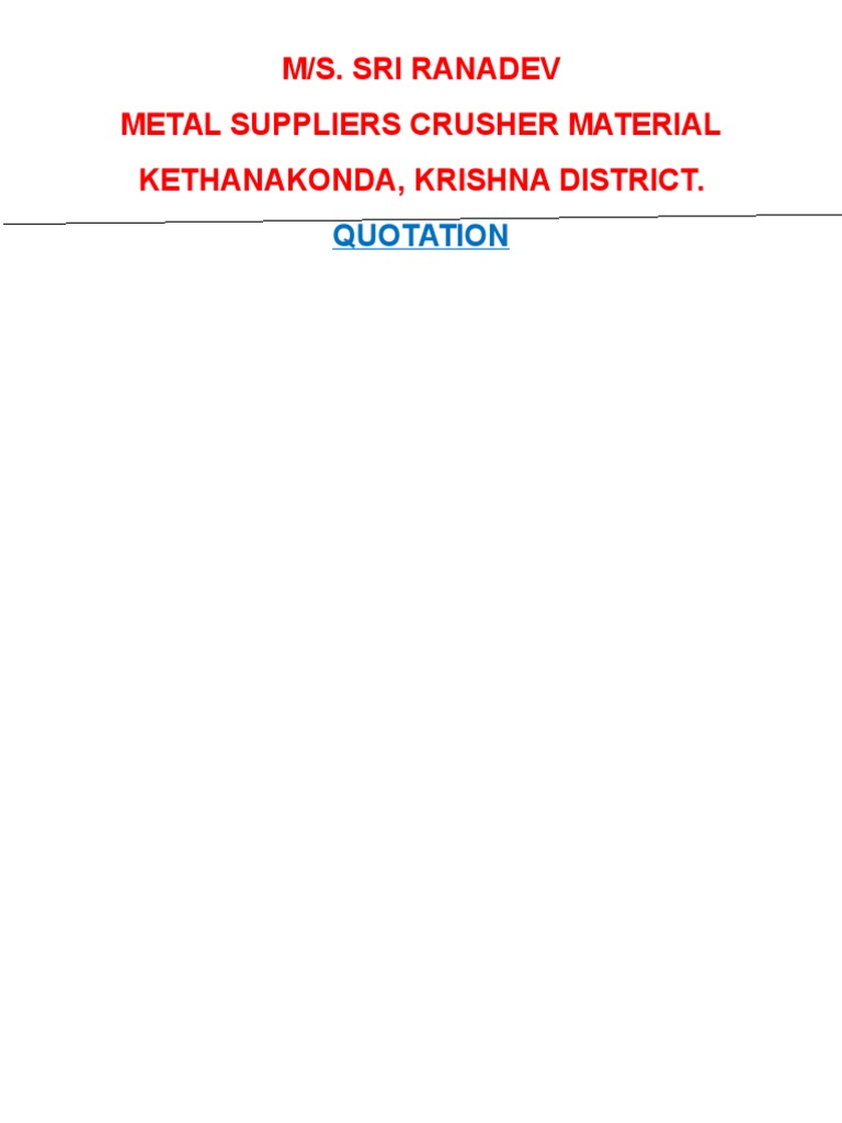 M/S. Sri Ranadev Metal Suppliers Crusher Material Kethanakonda, Krishna ...