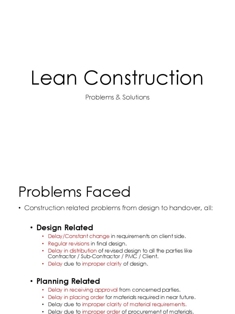 Lean Construction: Challenges & Solutions | PDF | Lean Manufacturing ...
