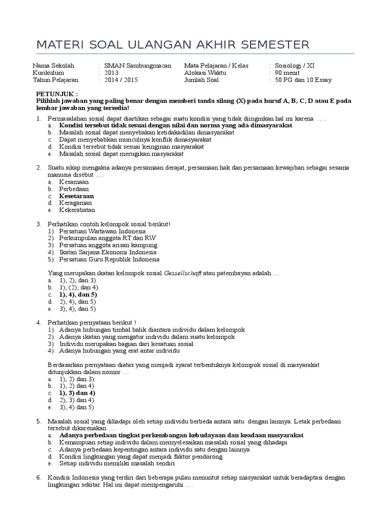 Contoh Soal Essay Tentang Konflik Sosial