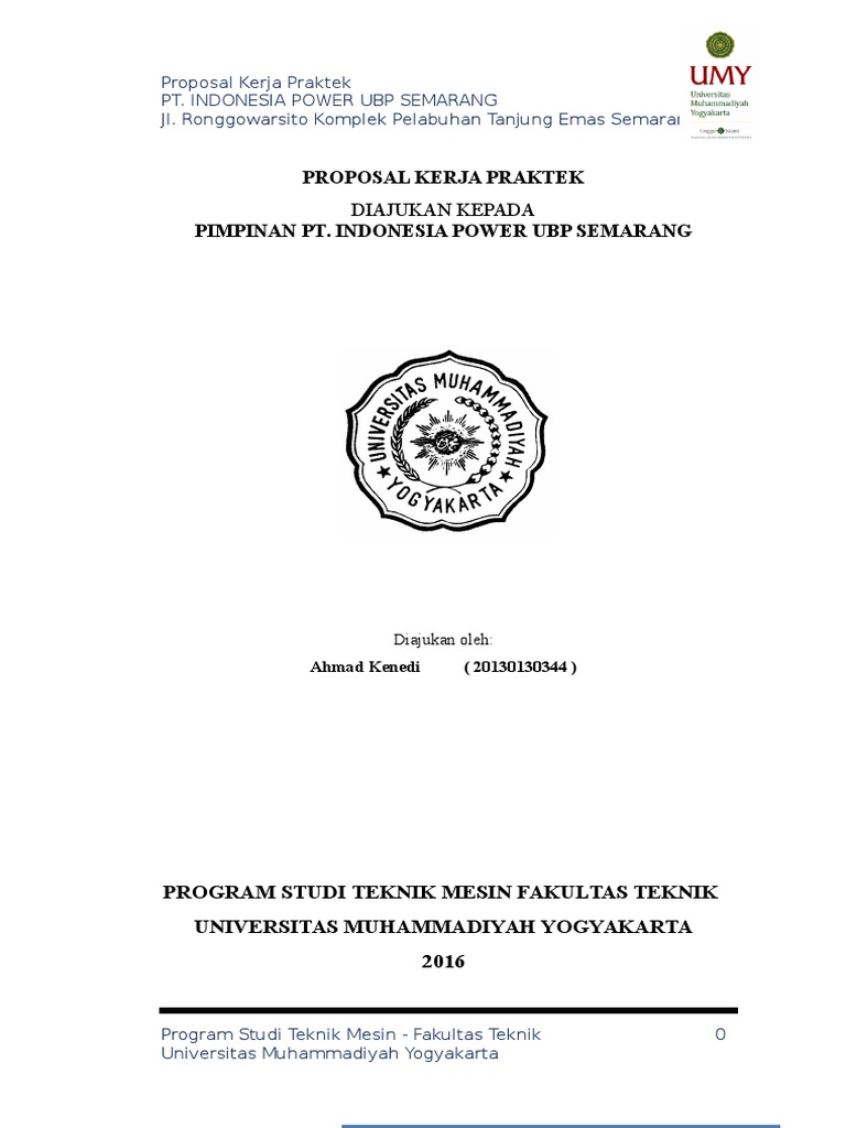 Contoh Proposal Kerja Praktek