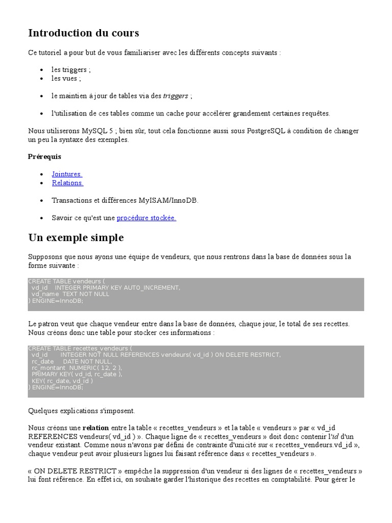 Vues et Triggers dans MySQL | PDF | MySQL | SQL
