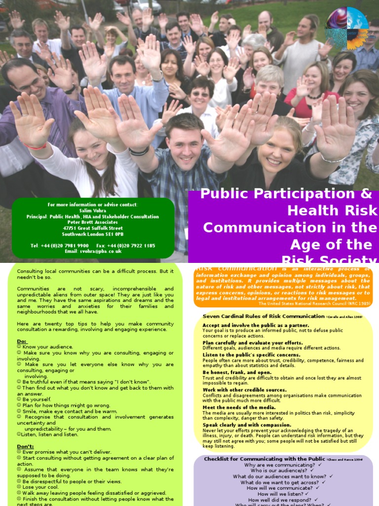 Public Participation and Health Risk Communication in The Age of The ...