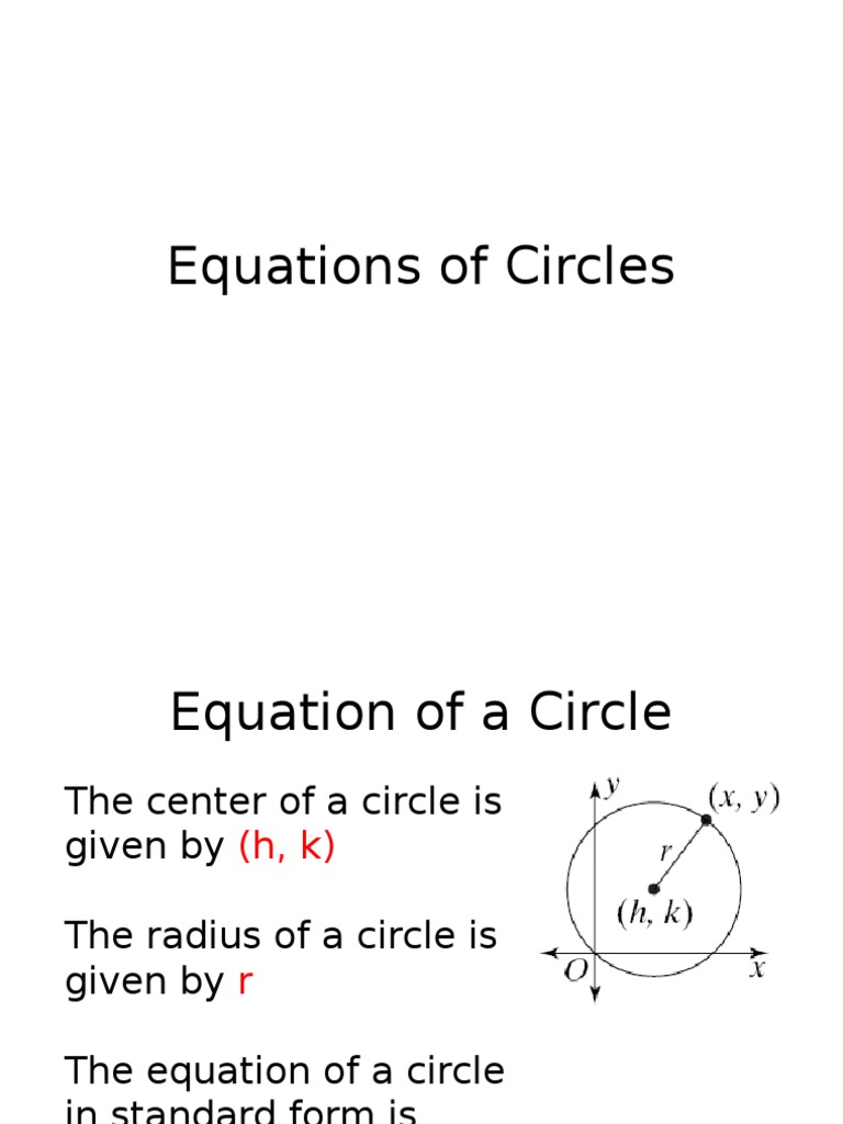 Circle Equations and Formulas Guide | PDF | Teaching Methods & Materials
