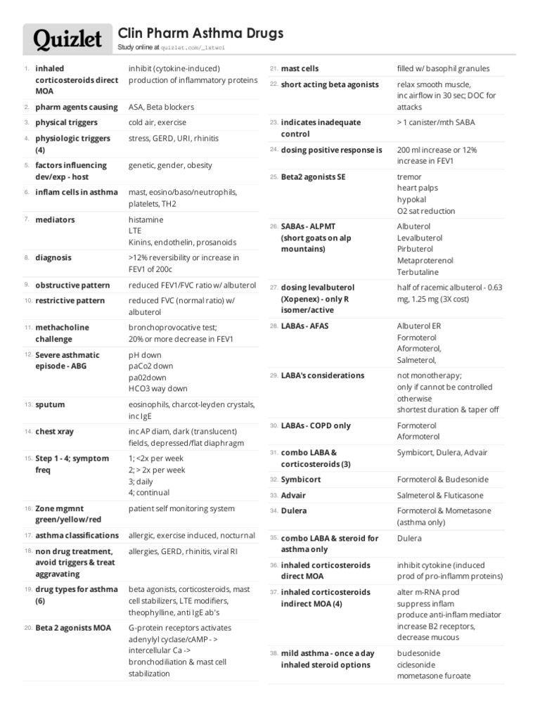 Mechanism of Action: Mast Cell Stabilizers | PDF | Asthma | Drugs