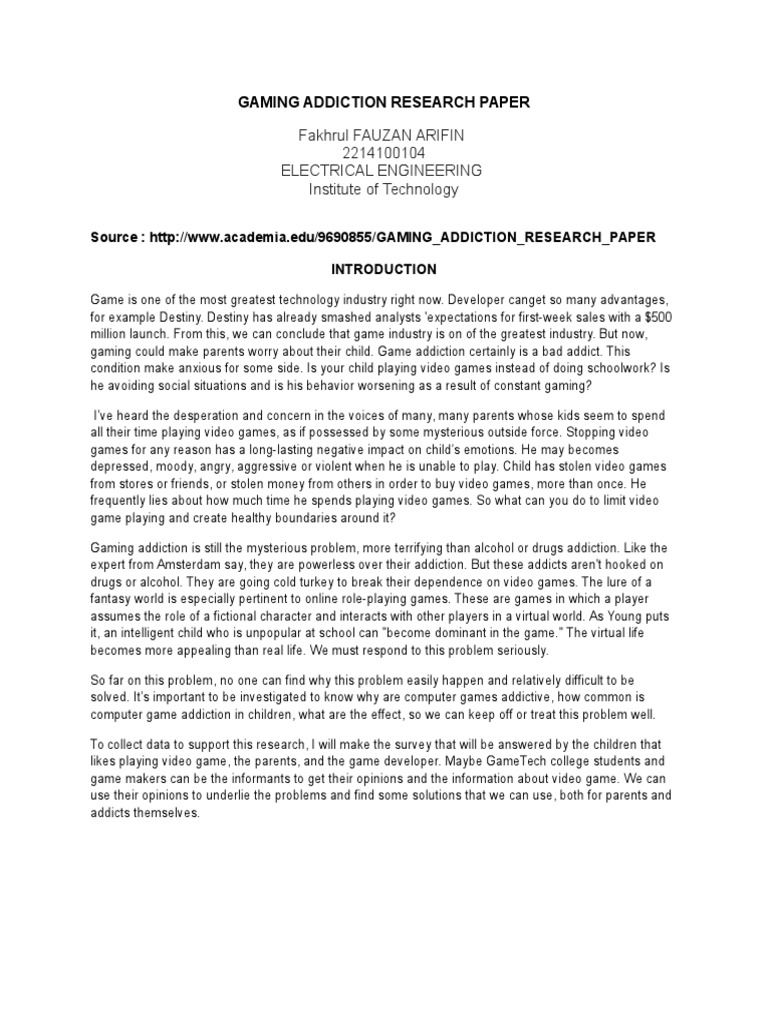 Research paper about mobile games addiction image