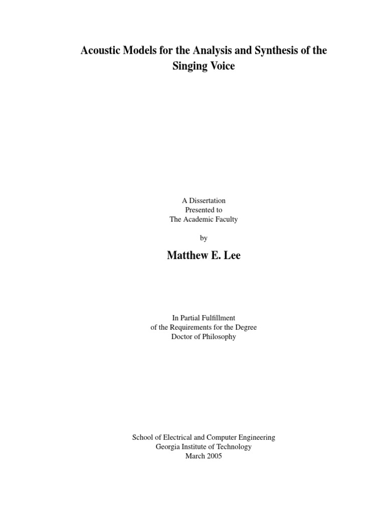 Acoustic Models For Analysis | PDF | Singing | Synthesizer