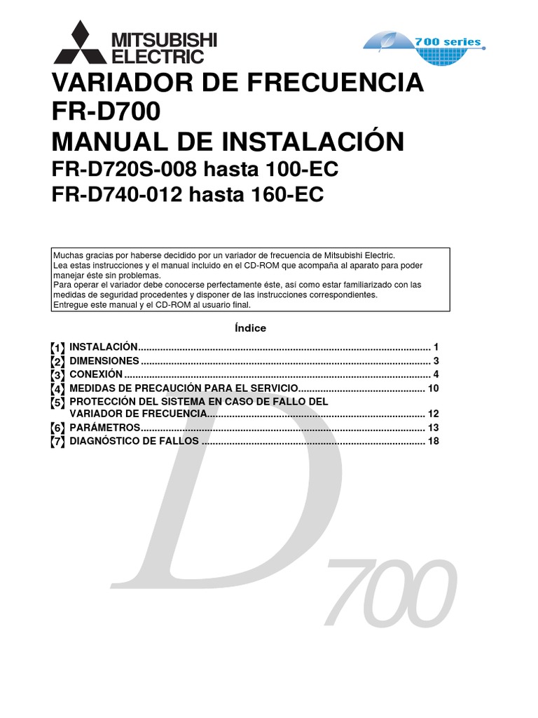 Wiring Diagram Variador Mitsubishi D700 En Espa Ol