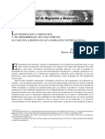 Los Dilemas de La Migración y El Desarrollo en Zacatecas