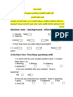 Section One: Background Information: 2.section Two: Teaching Speaking Skill