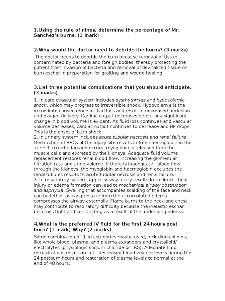 Burn Case Study Shock (Circulatory) Burn