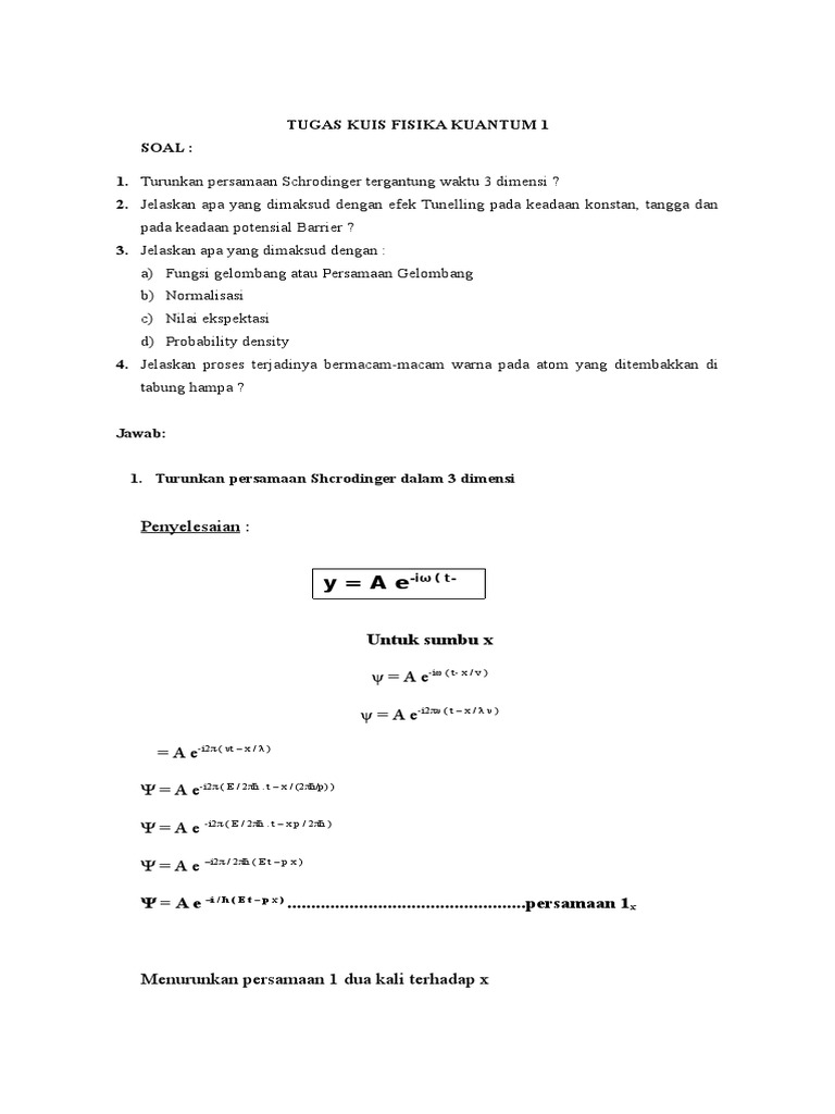 Contoh Soal Dan Jawaban Fisika Kuantum Barisan Contoh