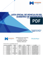 Lista de Vehiculos Oficiales del Gobierno Municipal de Matamoros.