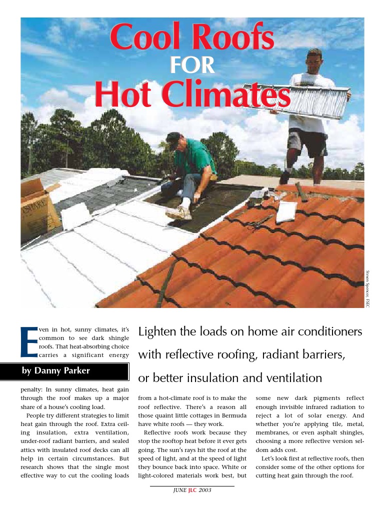 Cool Roofs For Hot Climates PDF Building Insulation Roof