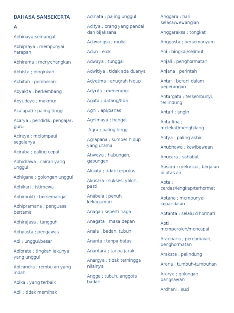 Bahasa Sansekerta Bahasa Sansekerta