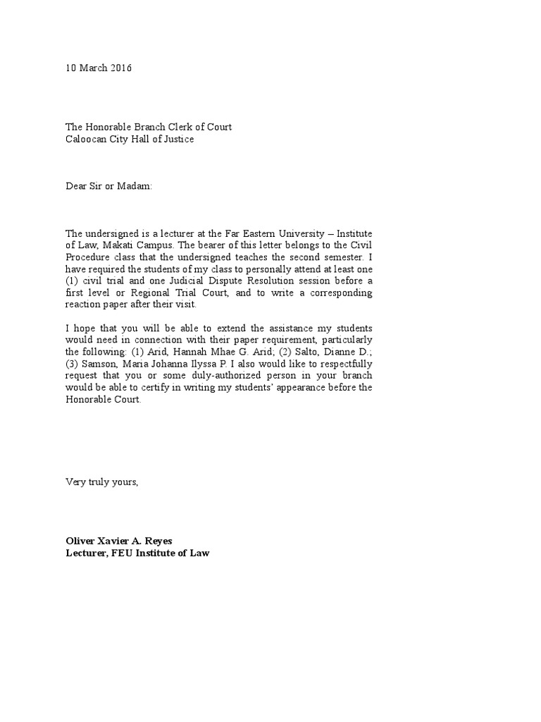 Letter Request Hearing | PDF