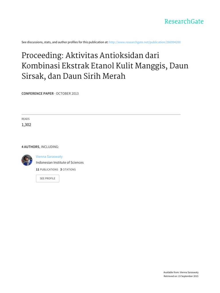 42 Aktivitas Antioksidan Dari Kombinasi Ekstrak Etanol ...