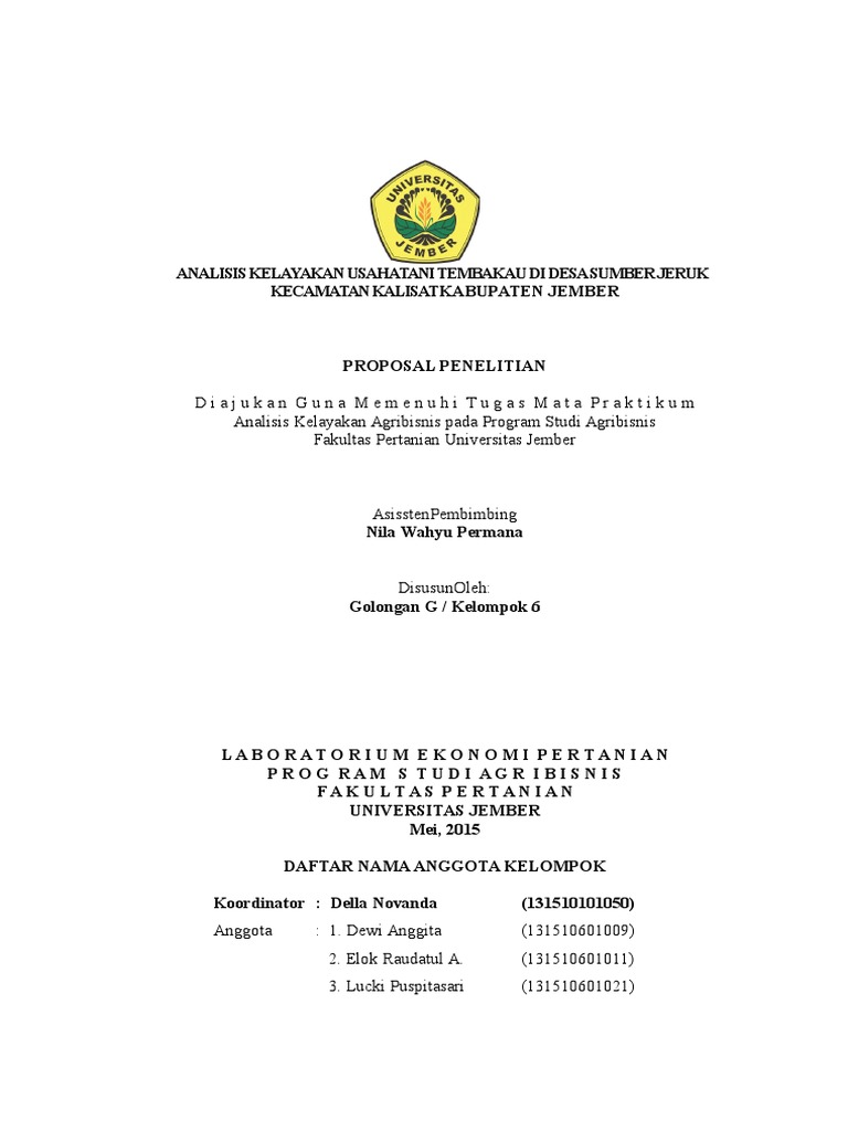 Analisis Kelayakan Usahatani Tembakau