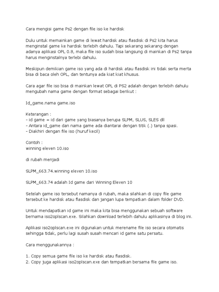 Cara Mengisi Game Ps2 Dengan File Iso Ke Hardisk