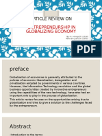 Article Review On Entrepreneurship in Globalizing Economy