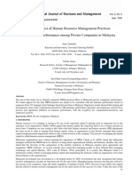 The Effect of Human Resource Management Practices On Business Performance Among Private Companies in Malaysia