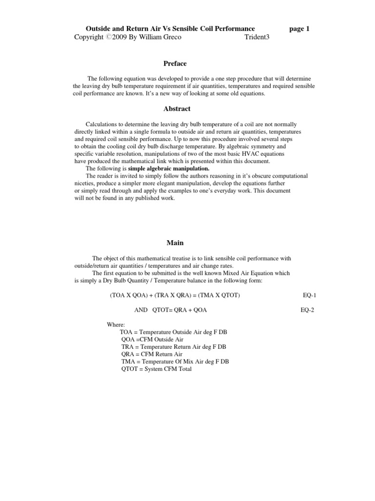 HVAC Coil Calculation | PDF | Fraction (Mathematics) | Air Conditioning